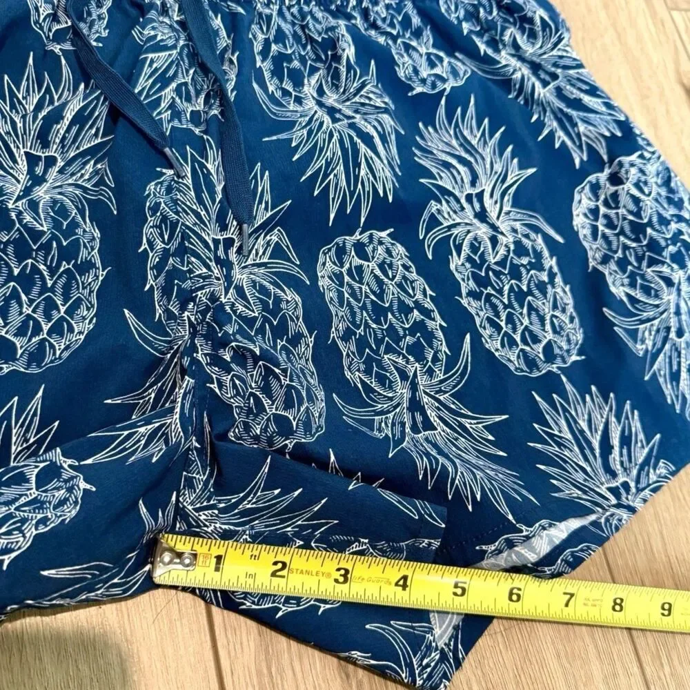 Lauren James Pineapple Swim Trunks Mens Large Blue Tropical Beach Shorts